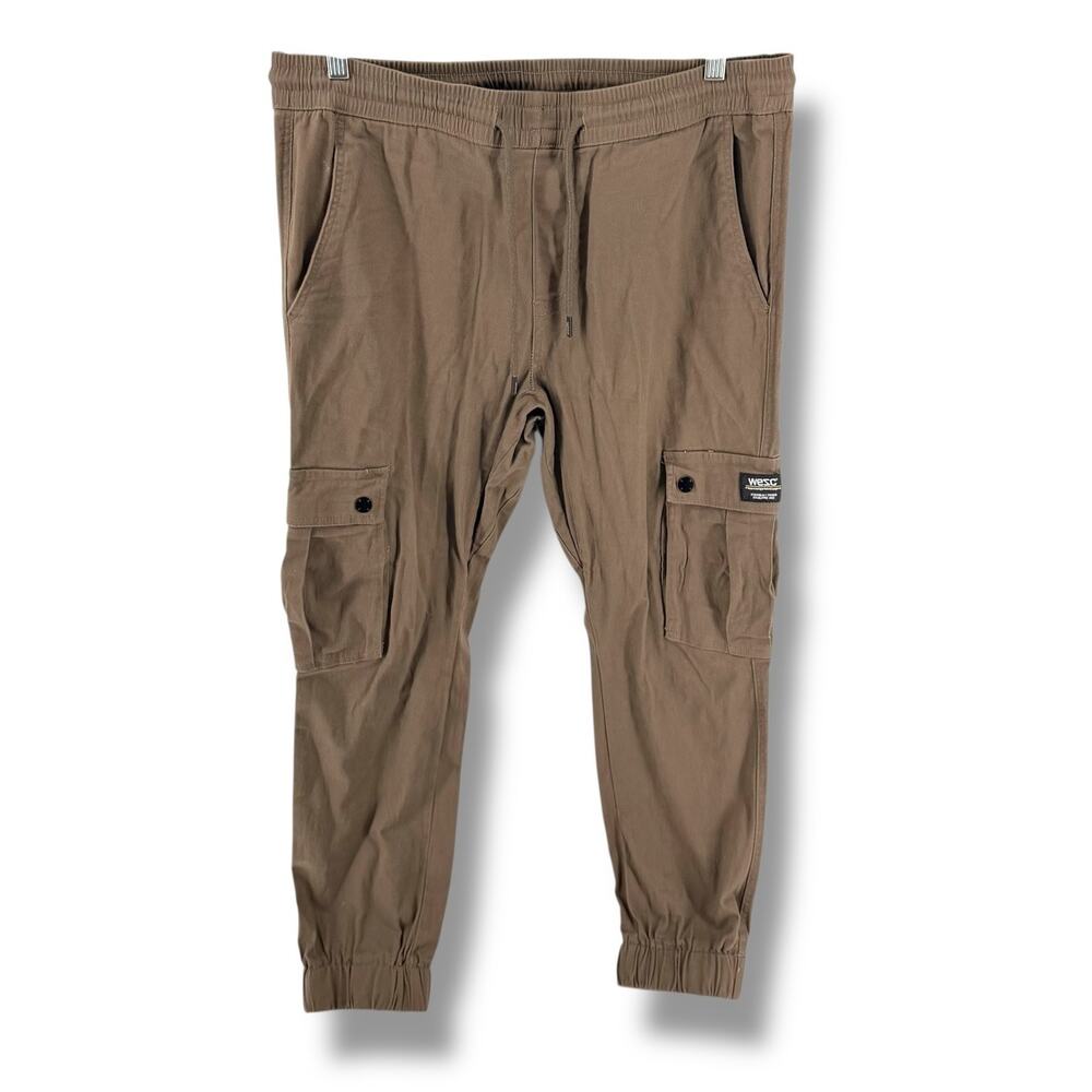WeSC Cargo Jogger Pants‎ Men's L Khaki Tan Drawstring Streetwear Skate Stockholm